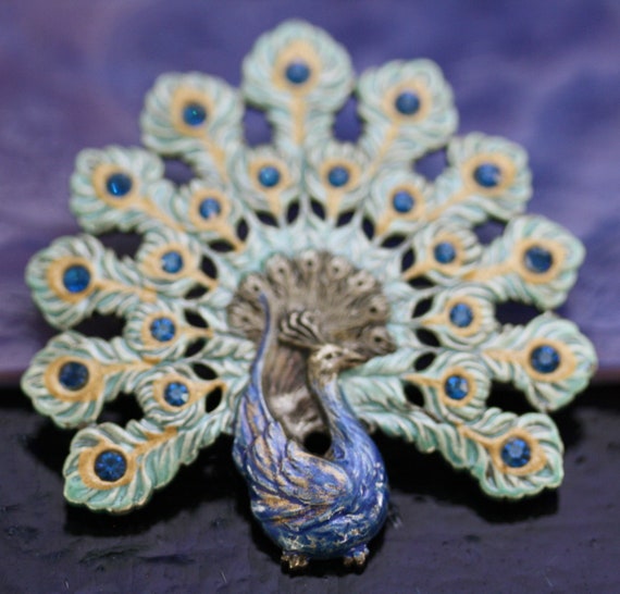 Catherine Popesco France Vintage Peacock Brooch P… - image 4