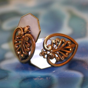 Ermani Bulatti Vintage MOP Art Deco Modernist Earrings image 5