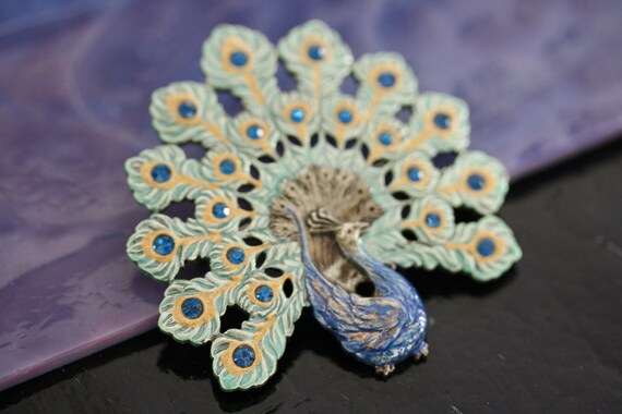 Catherine Popesco France Vintage Peacock Brooch P… - image 5