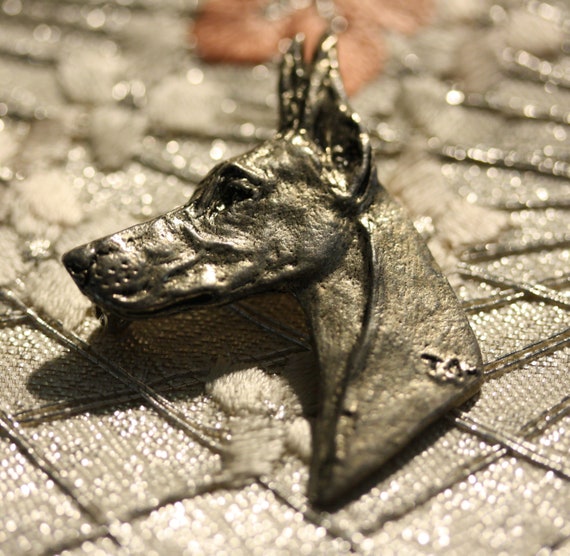 Silver Vintage Great Dane Pharaoh Hound Dog Brooc… - image 2