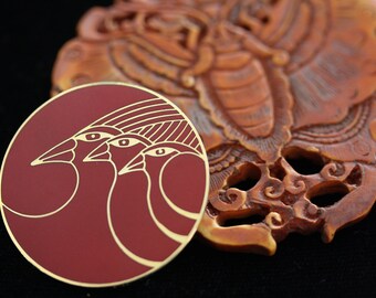 Laurel Burch Vintage Art Deco Modernist Enamel Bird Brooch Pin