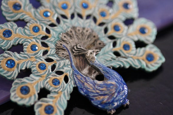 Catherine Popesco France Vintage Peacock Brooch P… - image 1