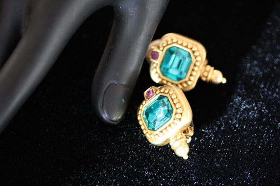 Elegant Teal and Gold Vintage 1980s Oscar De La R… - image 3