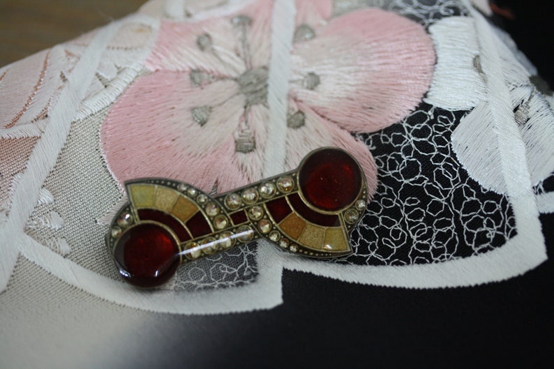Vintage Pierre Bex French Art Deco Enamel Brooch