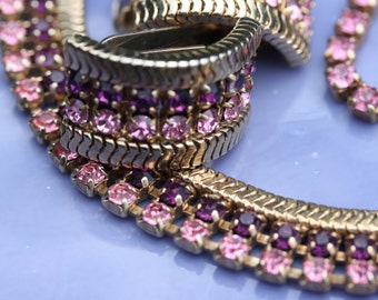 Rose Pink Vintage Faceted Crystal Deco Choker and Earrings