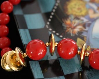 Fire Engine Rouge Vintage Choker Bracelet et Clip-on Boucle d’Oreille Monet & Trifari Bijoux Set