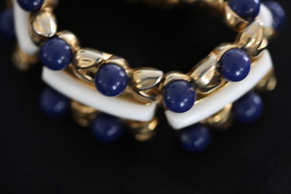 Dark Sapphire Blue, Gold, and White Vintage Crown… - image 3