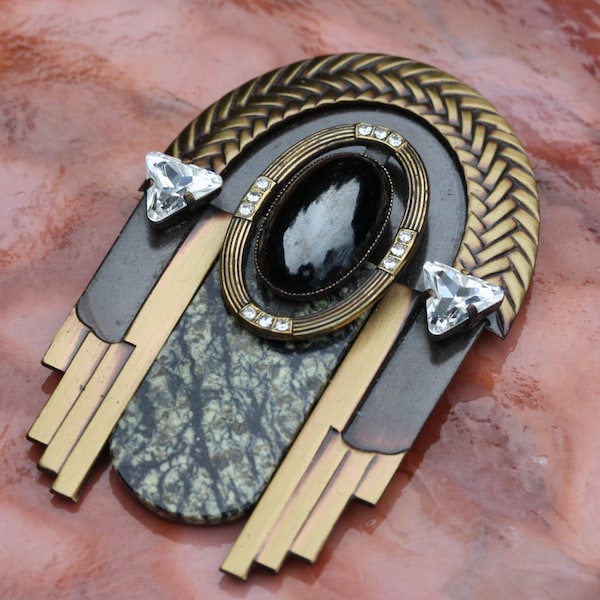 Ermani Bulatti Vintage Art Deco Architectural Brooch Pin