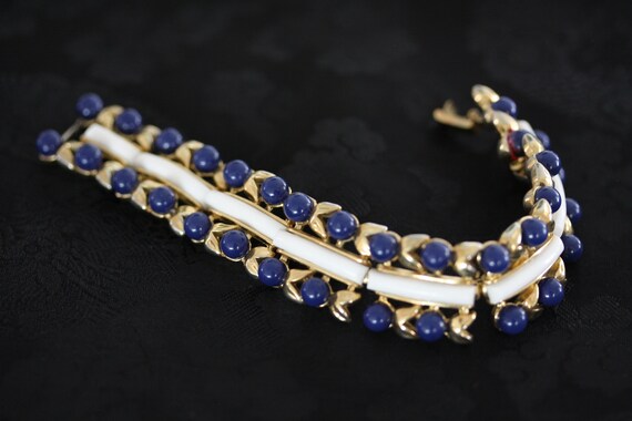 Dark Sapphire Blue, Gold, and White Vintage Crown… - image 4