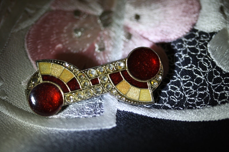 Vintage Pierre Bex French Art Deco Enamel Brooch