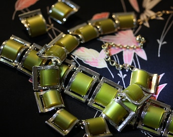 Marvelous Mid Century Metallic Neon Lime Green Parure