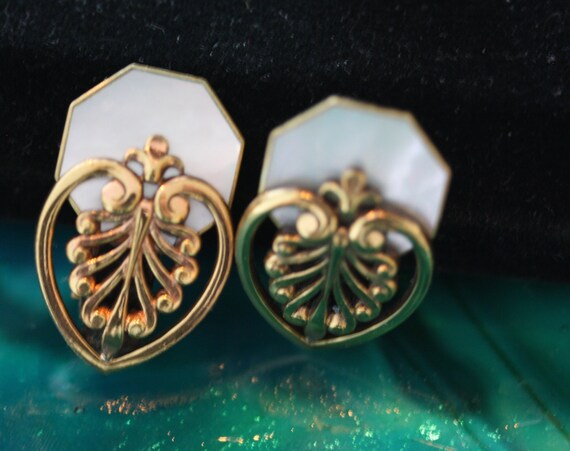 Ermani Bulatti Vintage MOP Art Deco Modernist Ear… - image 4