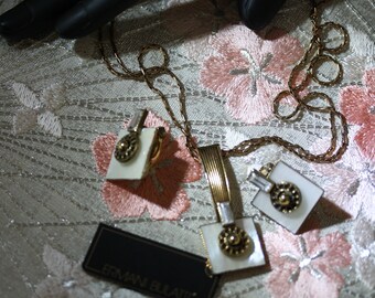 Vintage Ermani Bulatti MOP Art Deco Necklace and Earrings