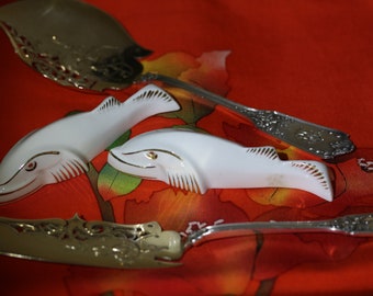 Porcelain Knife Rests Vintage French Fish Motif