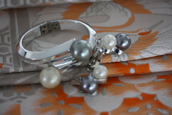 Magnificent Mid-Century Silver Gray Pearls Crown … - image 2