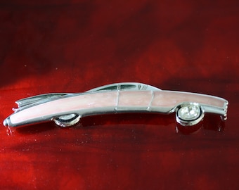 Art Deco Hollywood Peach Enamel Bob Mackie Cadillac Brooch