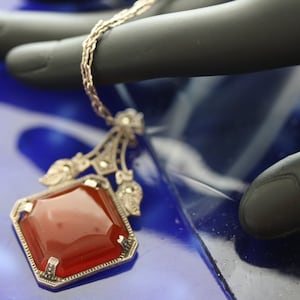 Carnelian Vintage Sterling Silver Necklace