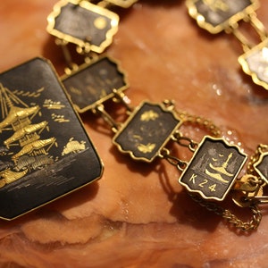 Elegante vintage Japanse Damascene broche en armband