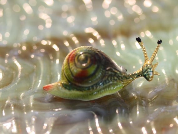 Vintage Little Enamel Snail Pin - image 1