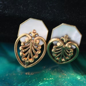 Ermani Bulatti Vintage MOP Art Deco Modernist Earrings image 1