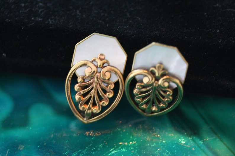 Ermani Bulatti Vintage MOP Art Deco Modernist Earrings image 1