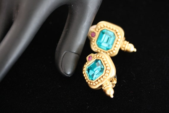 Elegant Teal and Gold Vintage 1980s Oscar De La R… - image 9