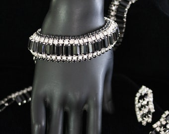 Kramer of NY Fabulous Vintage Black Diamond Modernist Parure