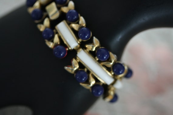 Dark Sapphire Blue, Gold, and White Vintage Crown… - image 6