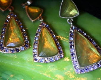 Spectacular! Vintage Ann Klein Demi Parure Faceted Lime