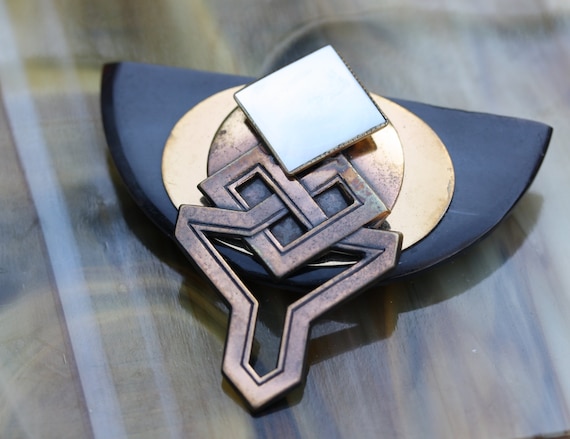 Vintage Ermani Bulatti Architectural Art Deco Brooch