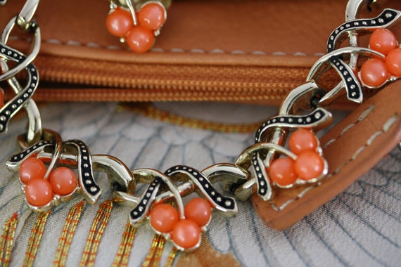 Kramer Vintage Tangerine Orange Moonstone Choker,… - image 4