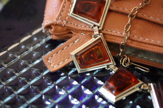 Rootbeer Lucite Faux Tortoise Lucite Shell Goldto… - image 2