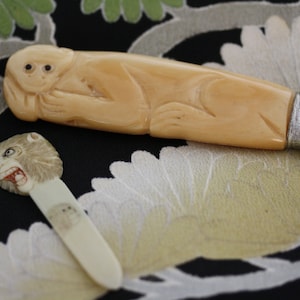Japanischer Zelluloid und Silber Vintage antiker Brieföffner und Seitenwender
