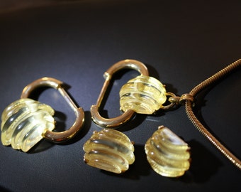 Alice Caviness Rare Vintage Lemon Lucite, Modernist, Mid-Century Demi Parure