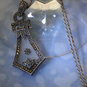 Lovely Vintage Judith Jack Sterling Silver Camphor Glass Pendant