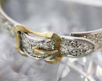 Stunning 20s Sterling and Vermeil Filigree Bracelet