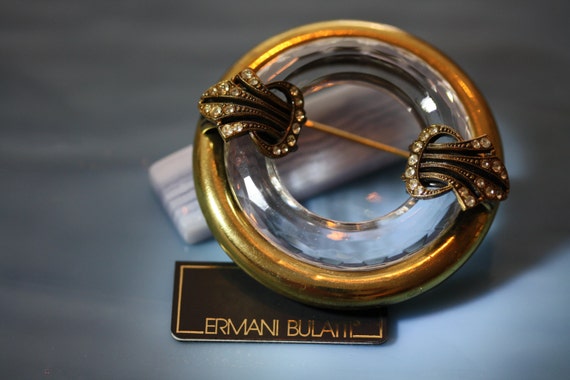 Wonderful Ermani Bulatti Circle Pin with Lucite - image 2