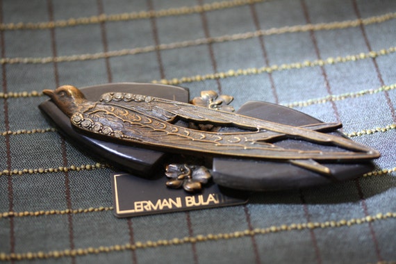 Early Ermani Bulatti Art Deco Swallow Bronze and … - image 1