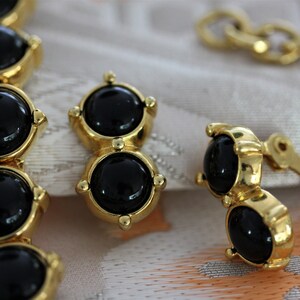 Elegant Vintage Monet Art Deco Onyx and Goldtone Choker and Clip on Earrings image 4