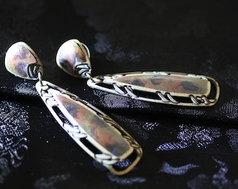 Berebe Hand Painted Enamel Art Deco Dangle Post Back Earrings