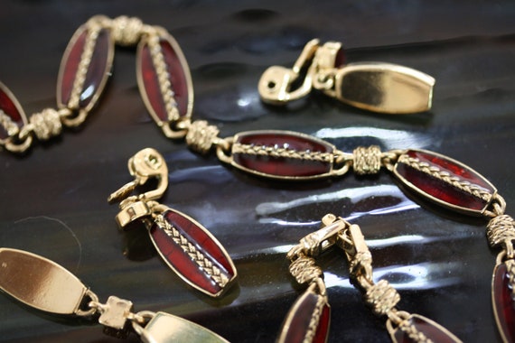 Monet Vintage Burgundy Enamel Art Deco Choker and… - image 5