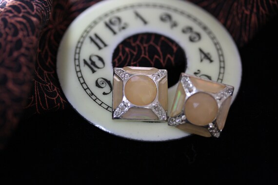 Faceted Yellow Opal Caramel Vintage Silver Post A… - image 3