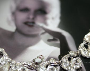 Colorless Diamonds and White Gold Look Vintage Bogoff Necklace & Earrings