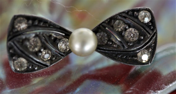 Lovely Antique Pearl Sterling Silver Marcasite Vi… - image 3