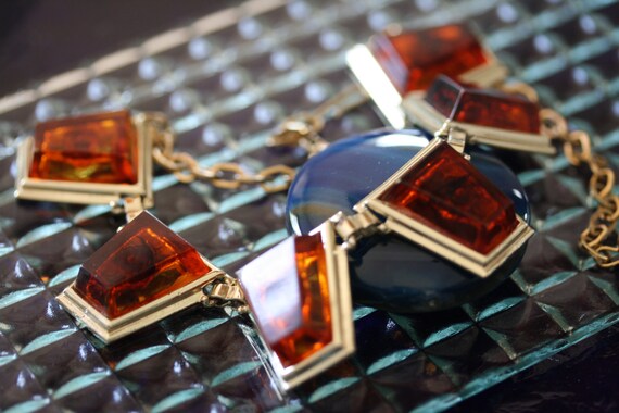 Rootbeer Lucite Faux Tortoise Lucite Shell Goldto… - image 5