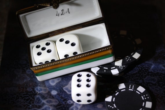 Unique Limoges Porcelain Dice Box View 2