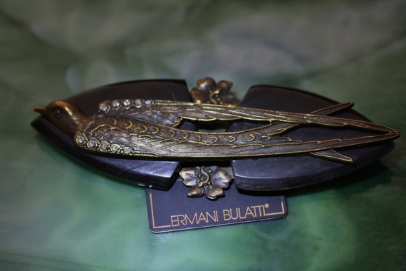 Early Ermani Bulatti Art Deco Swallow Bronze and … - image 3