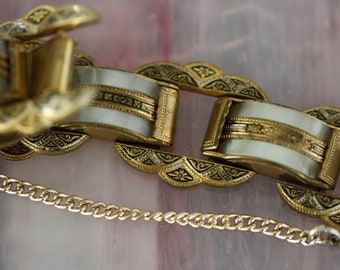 Damascene and mother of pearl bangle bracelet