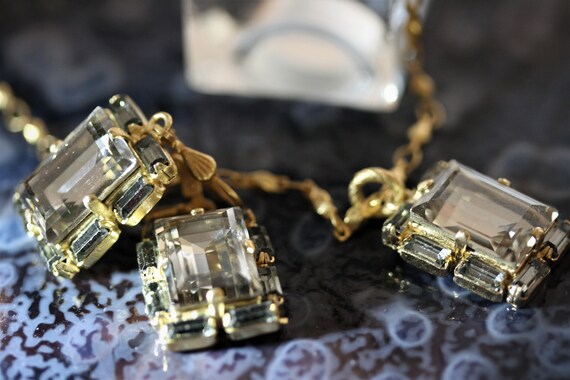 Catherine Popesco France Vintage Crystal Art Deco Demi Parure