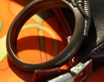 Art Deco Elephant Vintage Lucite Acrylic Brown Bangle Bracelet